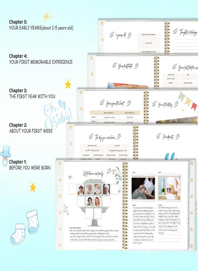 COMIX Baby Memory Book for Girl Boy, Timeless Memory Book from Pregnancy to First 5 Years, Gender Keepsake Journal with 6 Photo Pockets & 108 Pages & Gift Box, Great Gift for New Parents - Image 5